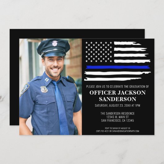 警察写真卒業ブルーライン法執行部 招待状 (正面/裏面)