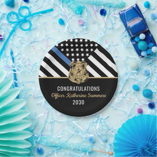 警察卒業シンブルーライン法執行機関 ペーパープレート (パーティー)