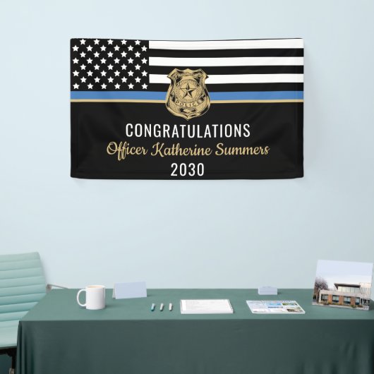 警察卒業シンブルーライン法執行機関 横断幕 (トレードショー)