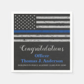 警察卒業パーティシンブルーラインフラッグナプキン スタンダードカクテルナプキン (正面)