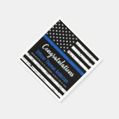 警察卒業パーティーの細いブルーライン国旗 スタンダードカクテルナプキン (角)