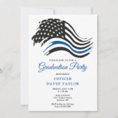 警察卒業パーティーの細いブルーライン国旗 招待状 (正面)