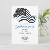 警察卒業パーティーの細いブルーライン国旗 招待状 (スタンド正面)