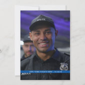 警察卒業パーティーの細いブルーライン国旗 招待状 (裏面)