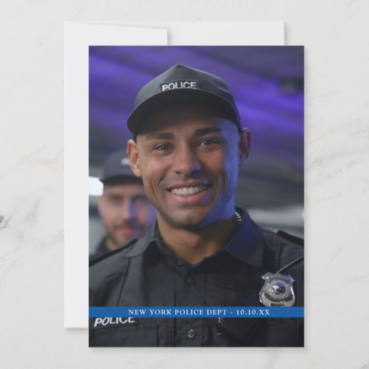 警察卒業パーティーの細いブルーライン国旗 招待状 (裏面)