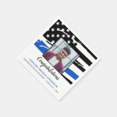 警察卒業パーティー写真シンブルーライン スタンダードカクテルナプキン (角)