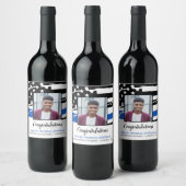 警察卒業パーティー写真シンブルーライン ワインラベル (ボトル)