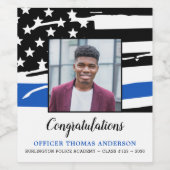 警察卒業パーティー写真シンブルーライン ワインラベル (シングルラベル)