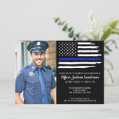 警察卒業パーティー薄い青い線の写真 招待状 (スタンド正面)