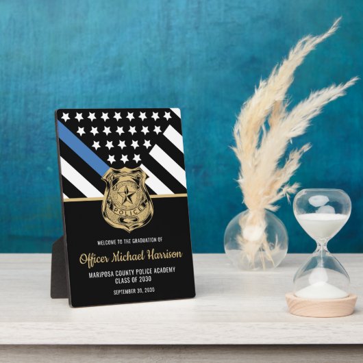 警察卒業パーティーThin Blue Line Welcome フォトプラーク (側面)