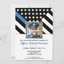 警察卒業ブルーライン法執行写真 招待状