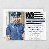 警察卒業ブルーライン法執行写真 招待状 (正面/裏面)