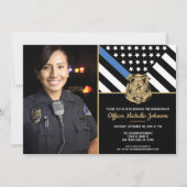 警察卒業ブルーライン法執行写真 招待状 (正面)