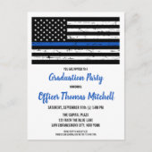 警察卒業モダンシンブルーライン招待状 案内ポストカード (正面)