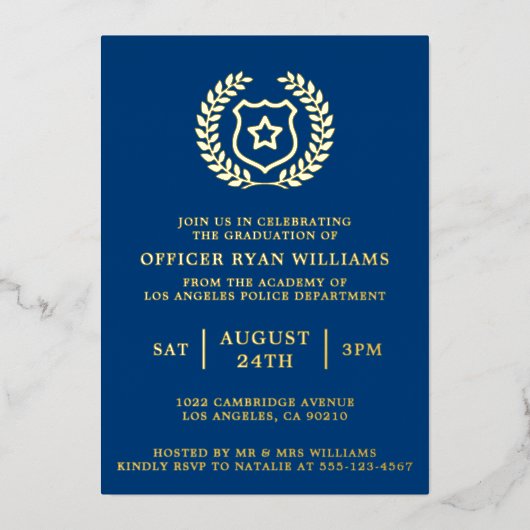 警察卒業党海軍将校バッジ 箔招待状 (正面)