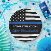 警察卒業党細モダン青ライン国旗 ペーパープレート (パーティー)