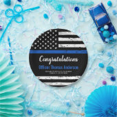 警察卒業党細擦り切れた青ライン国旗 ペーパープレート (パーティー)