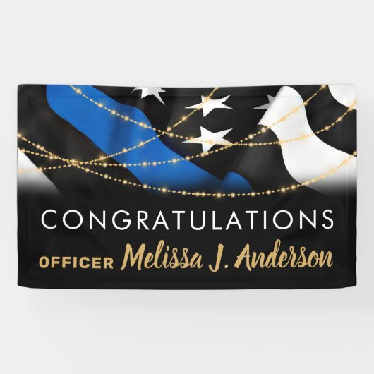 警察卒業党金ゴールドシンブルーライン 横断幕 (横)