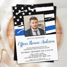 警察卒業官写真薄いブルーライン 招待状