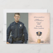 警察卒業式のクラシックな写真 案内状 (正面)