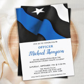 警察卒業式アメリカ国旗の薄い青い線 招待状