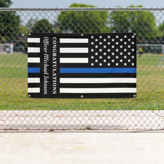 警察卒業式パーソナライズ薄い青い線パーティー 横断幕 (インサイチュ)