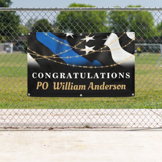 警察卒業式パーソナライズ薄い青い線パーティー 横断幕 (インサイチュ)