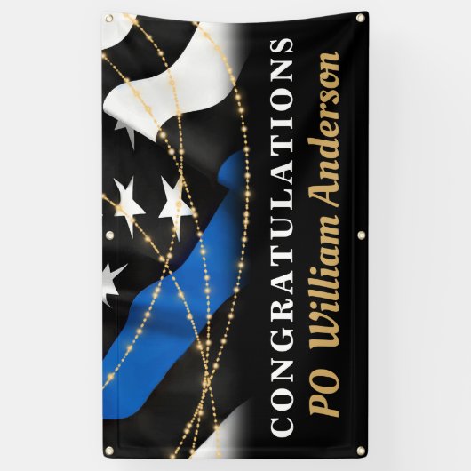 警察卒業式パーソナライズ薄い青い線パーティー 横断幕 (縦)