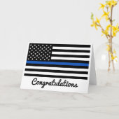 警察卒業式ブルーラインおめでとう カード (黄色い花)