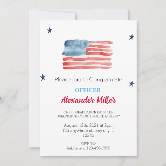 警察卒業式招待状または警察退職式 招待状 (正面)