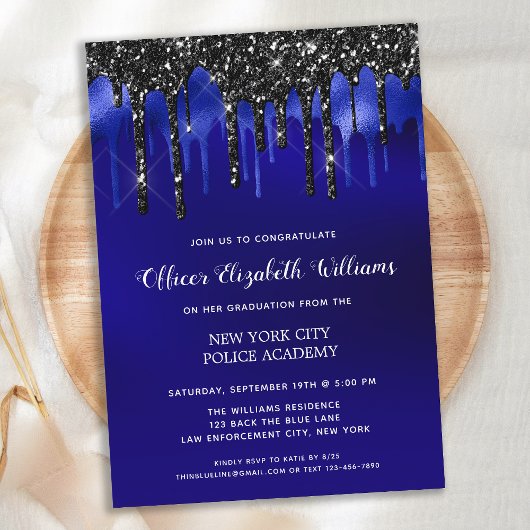 警察卒業式　エレガントな法執行機関 招待状