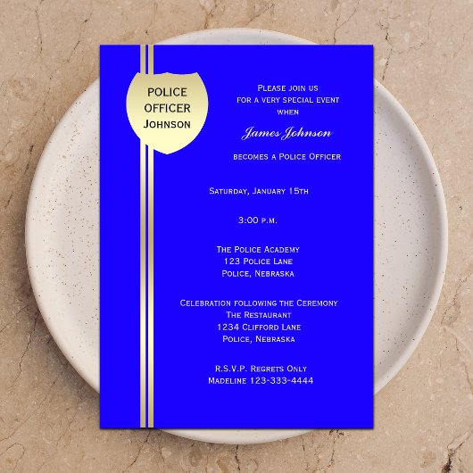 警察卒業招待警察バッジ 招待状
