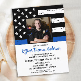 警察卒業法執行写真招待状 ポストカード