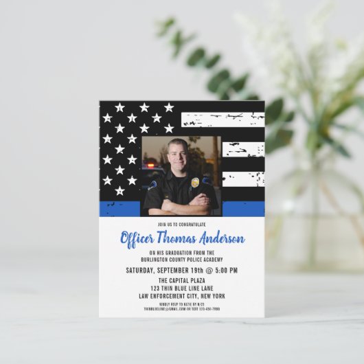 警察卒業法執行写真招待状 ポストカード (スタンド正面)