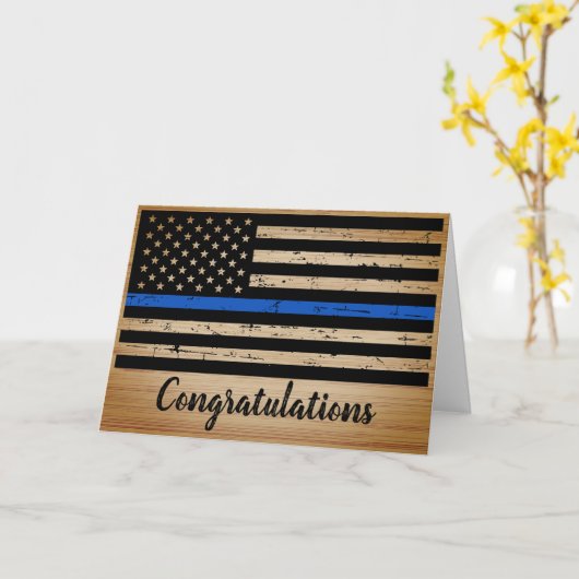 警察卒業素朴青線 カード (黄色い花)