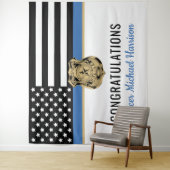 警察卒業青い線の旗おめでとう タペストリー (インサイチュ)