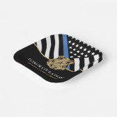 警察卒業青い線の旗おめでとう ペーパープレート (傾斜あり)