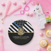 警察卒業青い線の旗おめでとう ペーパープレート (パーティー)