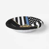 警察卒業青い線の旗おめでとう ペーパーボウル (傾斜あり)