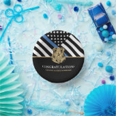 警察卒業青い線の旗おめでとう ペーパーボウル (パーティー)