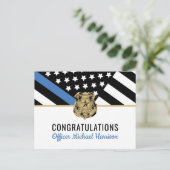 警察卒業青い線の旗法執行機関 インビテーションポストカード (スタンド正面)