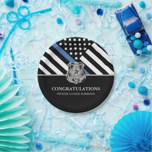 警察卒業青い線の旗法執行機関 ペーパープレート (パーティー)