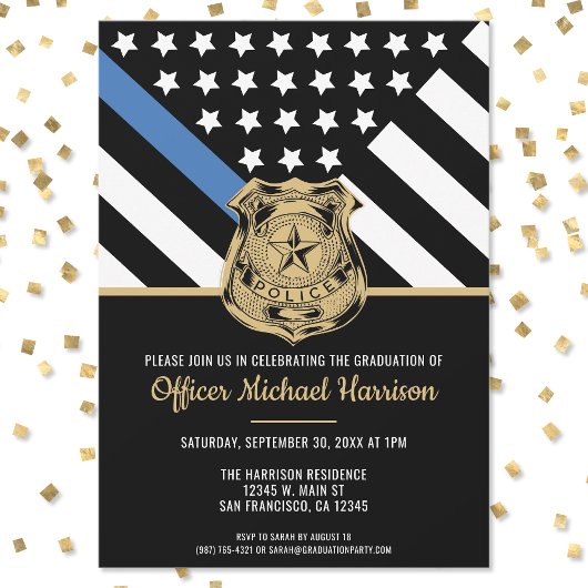 警察卒業青い線の旗法執行機関 招待状