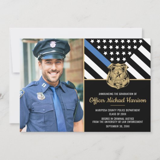 警察卒業青い線の旗法執行機関 案内状 (正面)