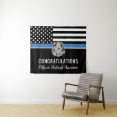 警察卒業 ブルーラインフラッグ おめでとう タペストリー (インサイチュ(横))