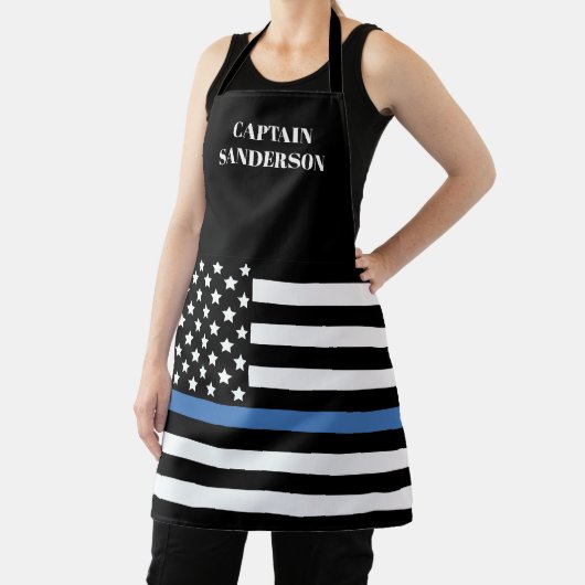 警察名Thin Blue Line American Flag Officer エプロン (インサイチュ)