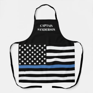 警察名Thin Blue Line American Flag Officer エプロン