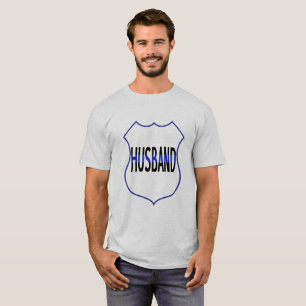 警察夫シールド薄いブルーラインメンズTシャツ Tシャツ