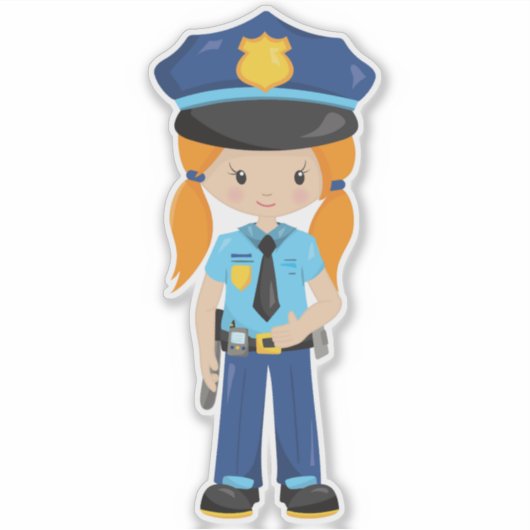 警察女子、警察官、警官、オレンジ・ヘア シール (正面)