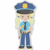 警察女子、警察官、警官、ブロンド・ヘア シール (正面)